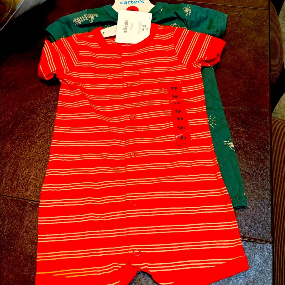 Carter's Red and Teal Baby Rompers
